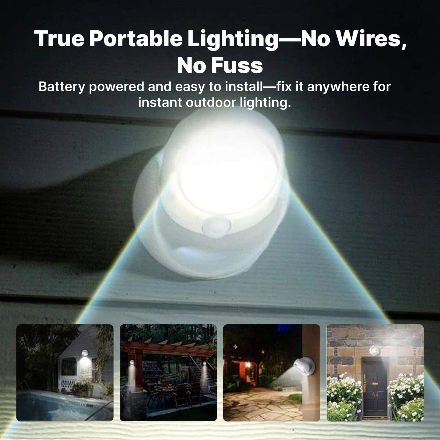 Frendorf | Batteriebetriebenes Außen-Sicherheitslicht mit Bewegungsmelder – Wasserdichtes LED-Licht für Garten & Auffahrt | 450 Lumen