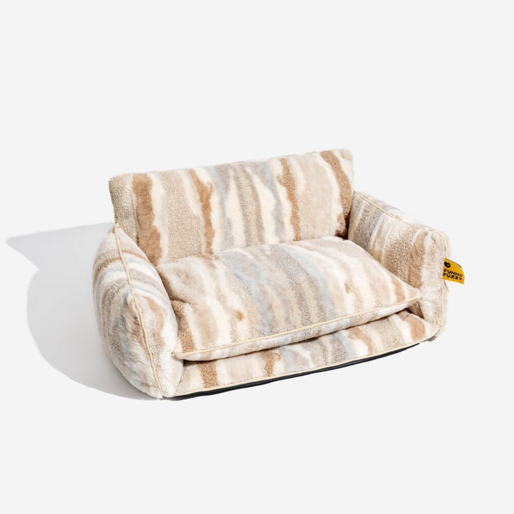 Bettdecke - Trendy gestreifte Kunstlammwolle doppellagiges Hunde- und Katzensofa-Bett