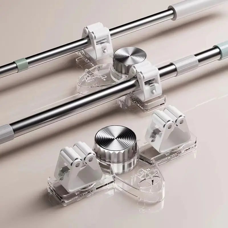 Frendorf | Besenklemme mit Saugnäpfen – Platzsparender Wandhalter mit Verstellbaren Haken