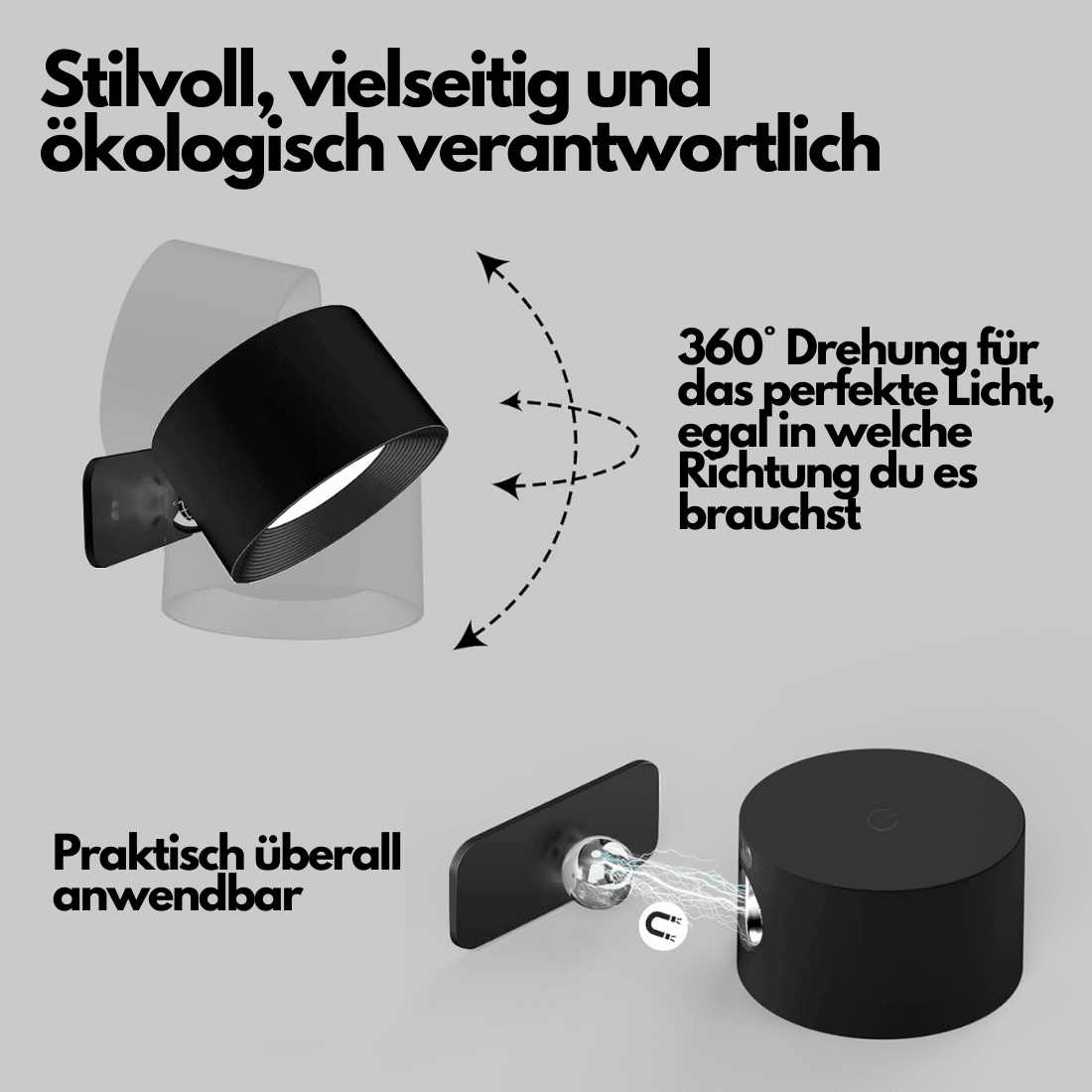 Frendorf | 360° kabellose wiederaufladbare Wandleuchte