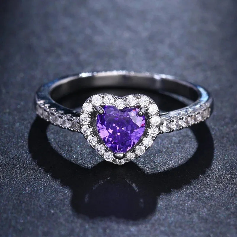 Frendorf | Betoverende Dames Verlovingsring 925 Sterling Zilver Klassieke Hartvormige Diamant Ring Herinneringssieraad Cadeau