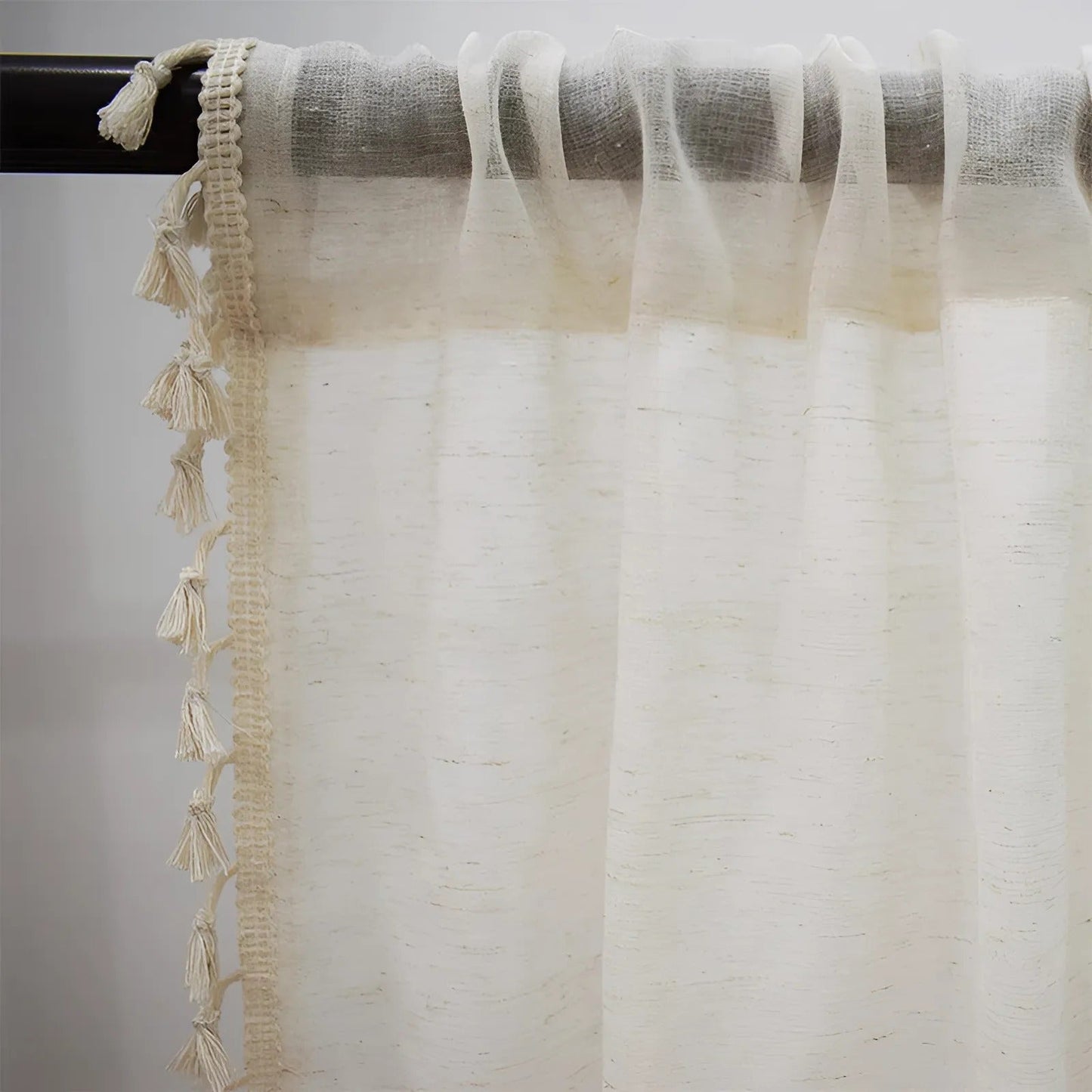 Boho Baumwoll-Leinen Semi-Sheer Vorhänge