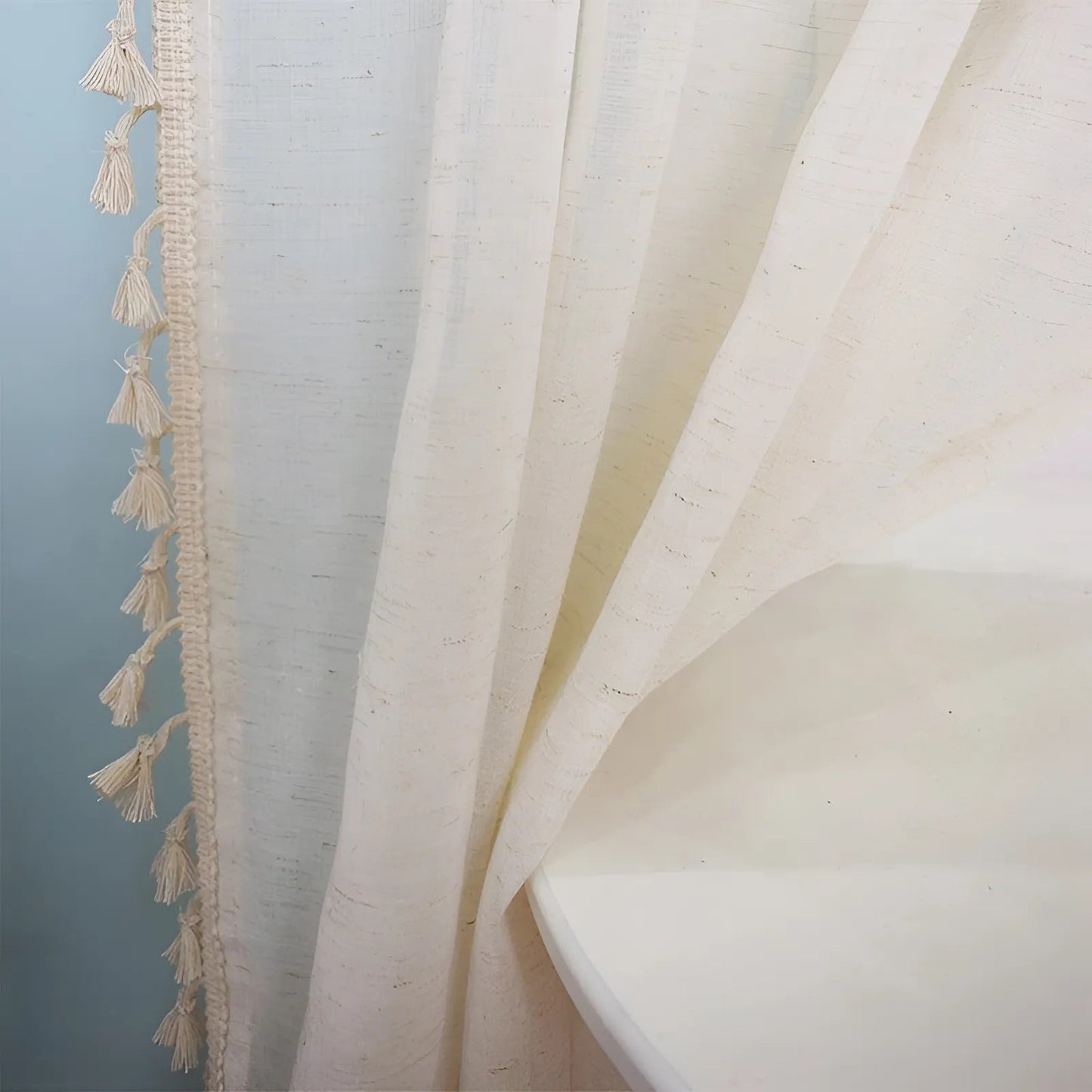 Boho Baumwoll-Leinen Semi-Sheer Vorhänge