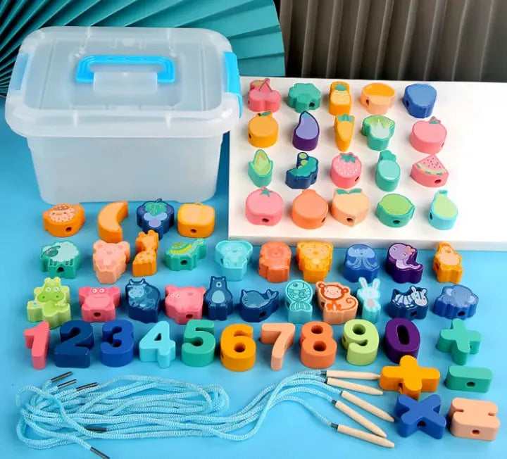 Frendorf | Bildungs-Holzperlen zum Schnürsenkel für Kinder