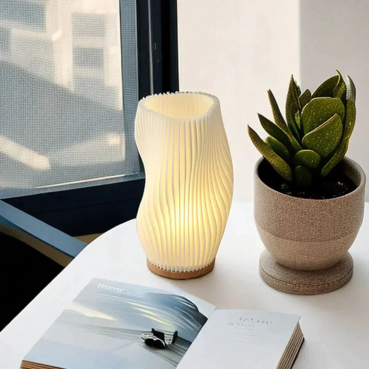 Frendorf | WaveGlow Serene LED Lampe | Moderne Tischleuchte | Stimmungsvolle Beleuchtung für Zuhause