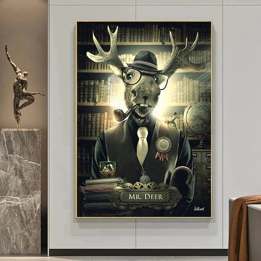 Binet Künstler Werke Abstrakte Kunst Katze Rentier Affe Tier Abstrakte Kunst Leinwandmalerei Retro Wandkunst Bild Wohnzimmer Dekor