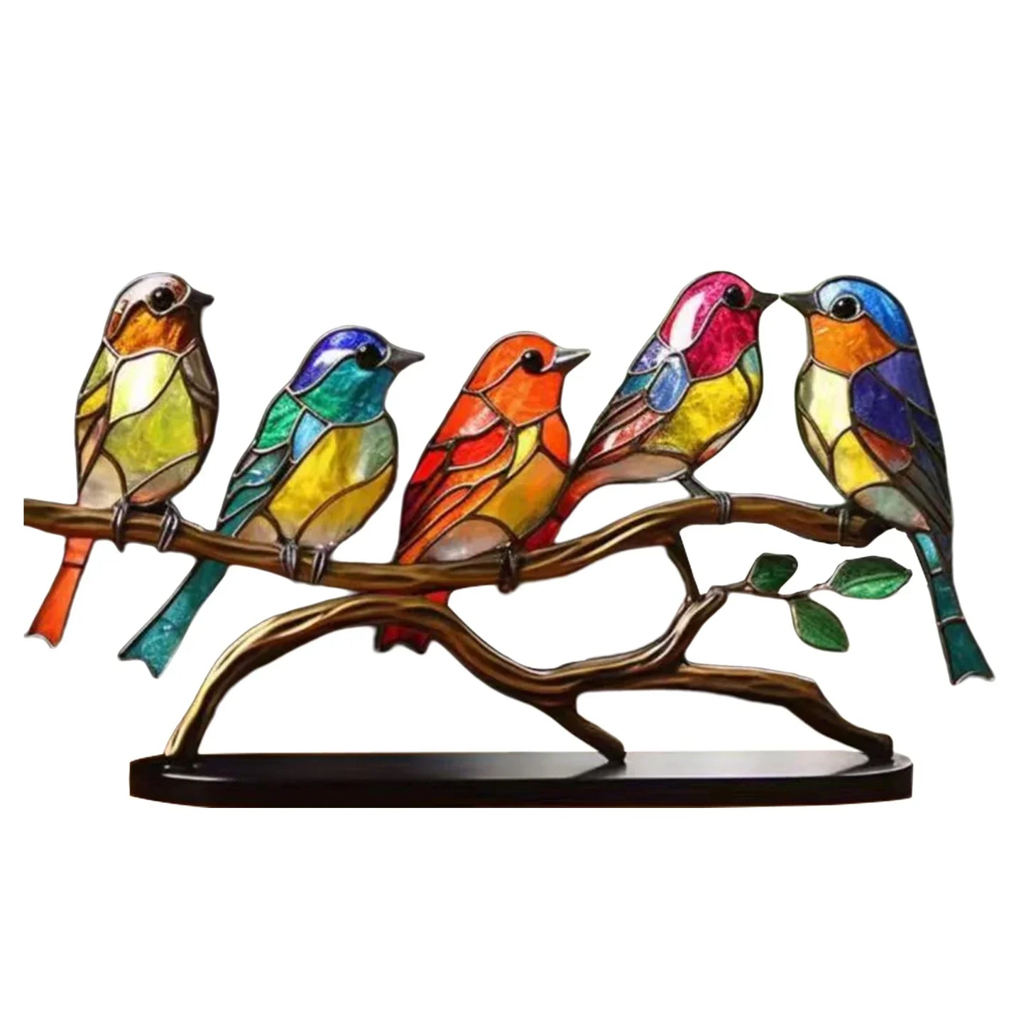 Frendorf | BirdArt - Acryl Vögel auf Ast Skulptur | Künstlerische Dekoration für das Schlafzimmer