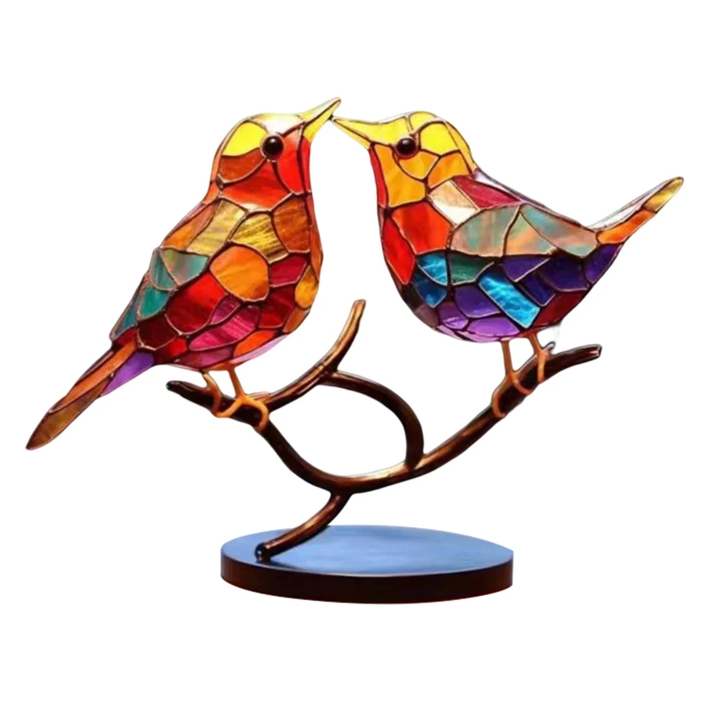 Frendorf | BirdArt - Acryl Vögel auf Ast Skulptur | Künstlerische Dekoration für das Schlafzimmer