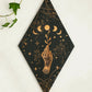Schwarze Mondphasen Holz Wanddekoration Rhombus Wandkunst Boho Wohnkultur Hexe Wandbehang Dekoration Raumdekor Ästhetisches Geschenk