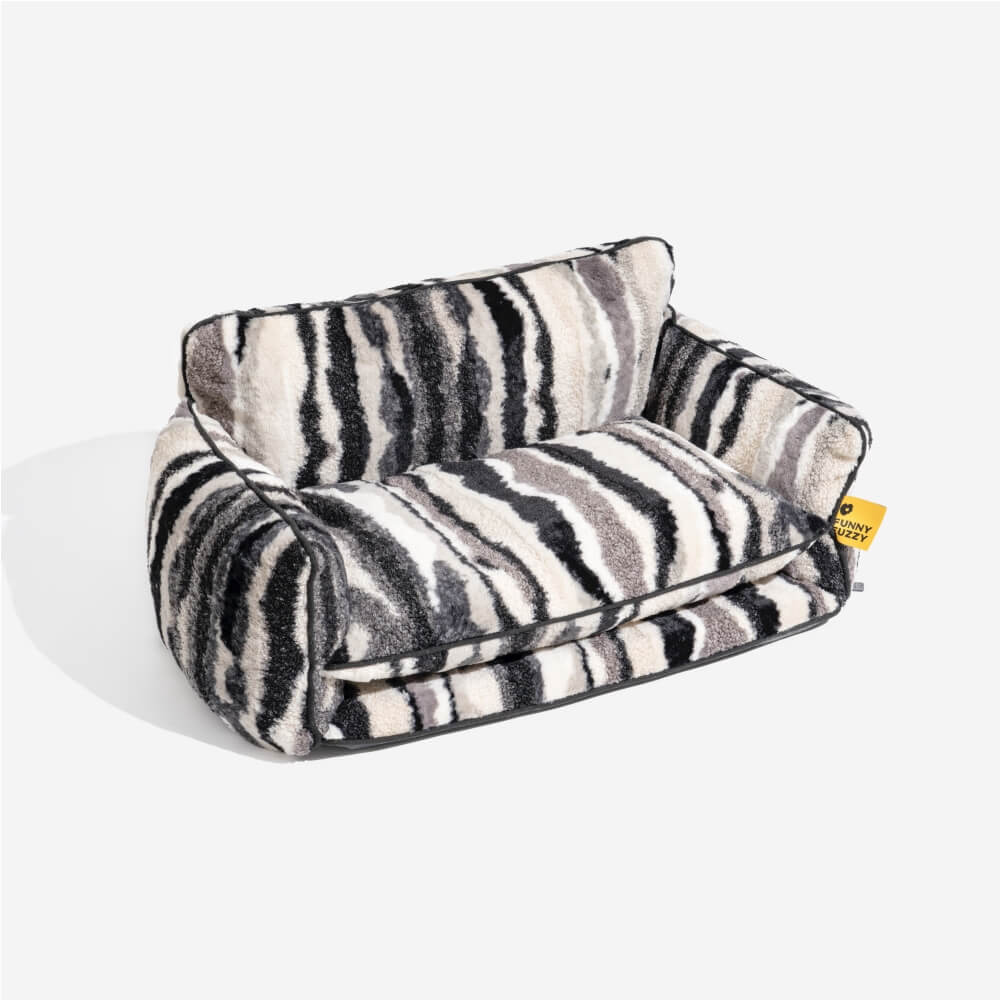 Bettdecke - Trendy gestreifte Kunstlammwolle doppellagiges Hunde- und Katzensofa-Bett