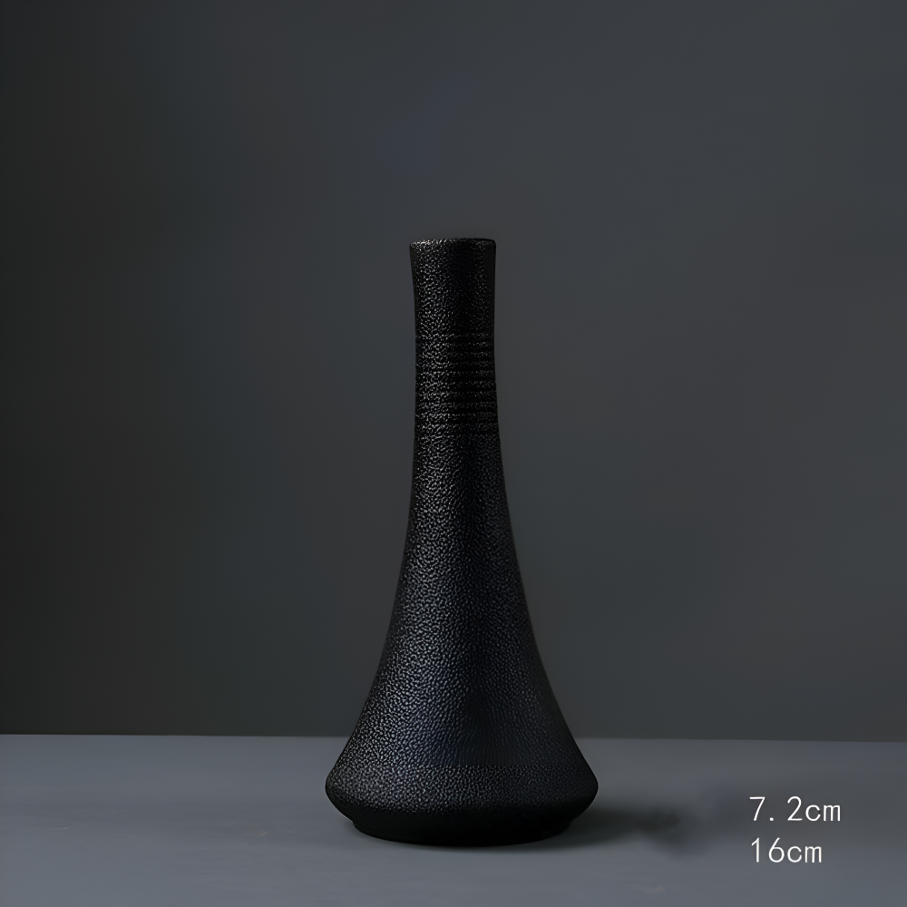 Frendorf | BlackCraft Vase - Ästhetisch Texturierte Keramikvasen für Blumen