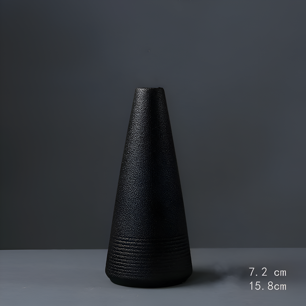 Frendorf | BlackCraft Vase - Ästhetisch Texturierte Keramikvasen für Blumen