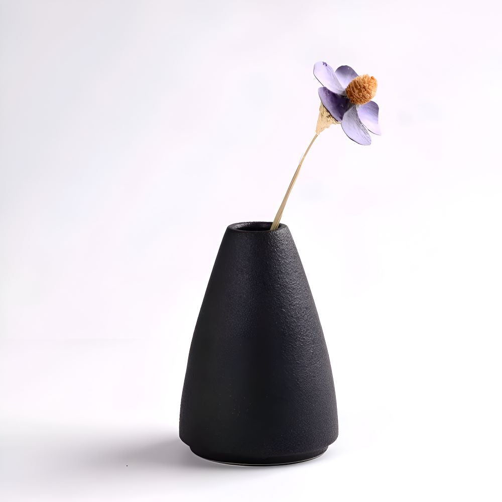 Frendorf | BlackCraft Vase - Ästhetisch Texturierte Keramikvasen für Blumen
