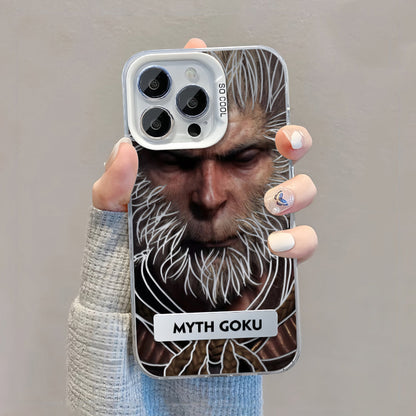 Frendorf | Schwarze Mythos Wukong lackierte matte Acryl-Handyhülle mit unsichtbarem Metallständer für iPhone