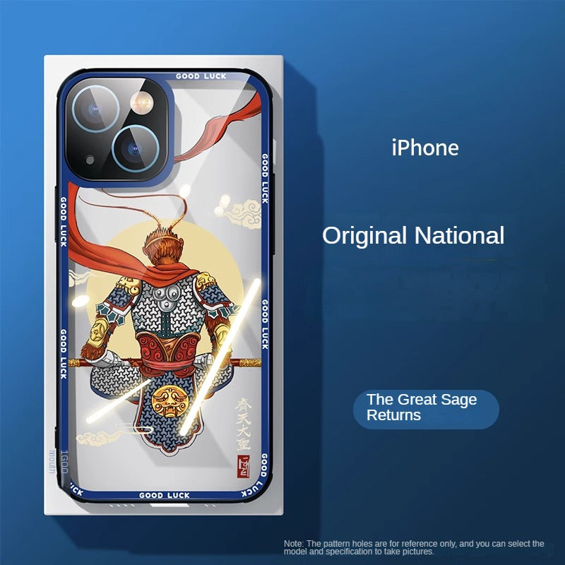 Frendorf | Schwarze Mythos Wukong Transparente Vollabdeckung Glas Handyhülle für iPhone