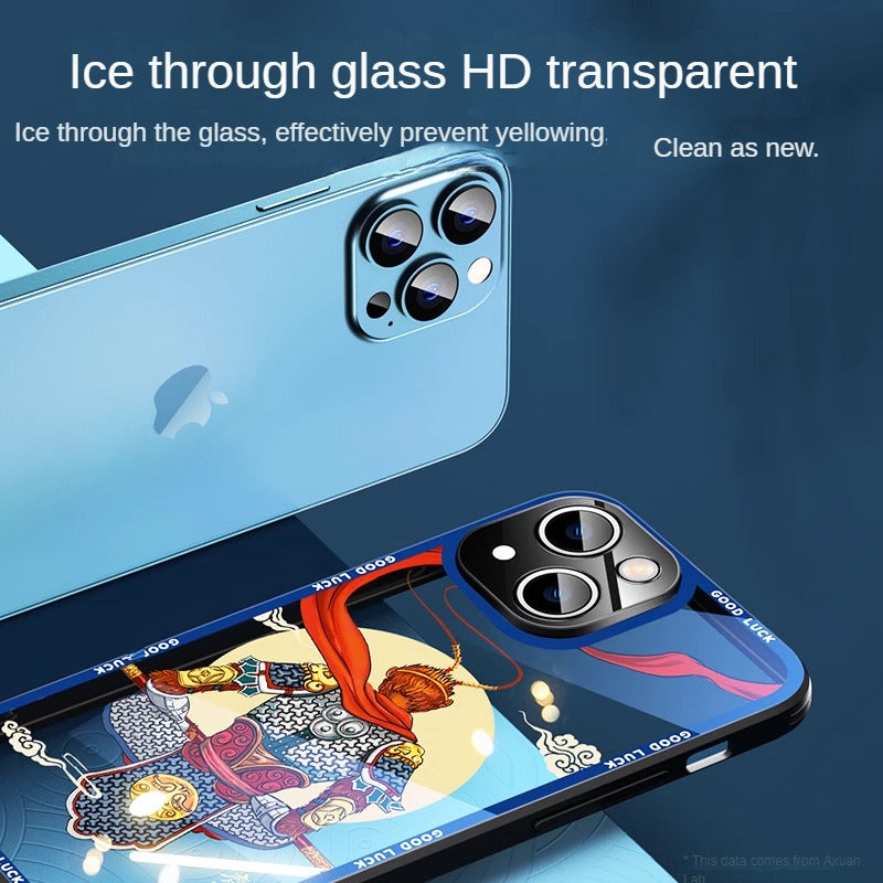 Frendorf | Schwarze Mythos Wukong Transparente Vollabdeckung Glas Handyhülle für iPhone