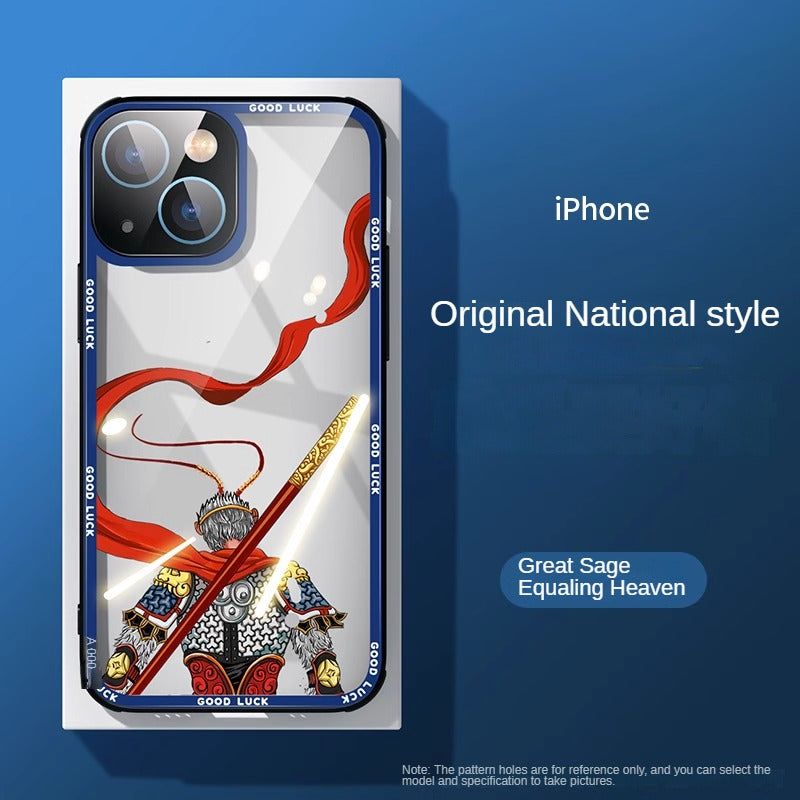 Frendorf | Schwarze Mythos Wukong Transparente Vollabdeckung Glas Handyhülle für iPhone
