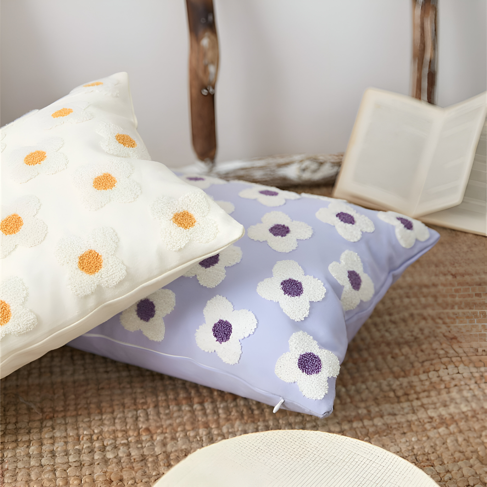 Frendorf | Blooma Sofakissen - Bestickte Quadratische & Rechteckige Blumenkissenhüllen