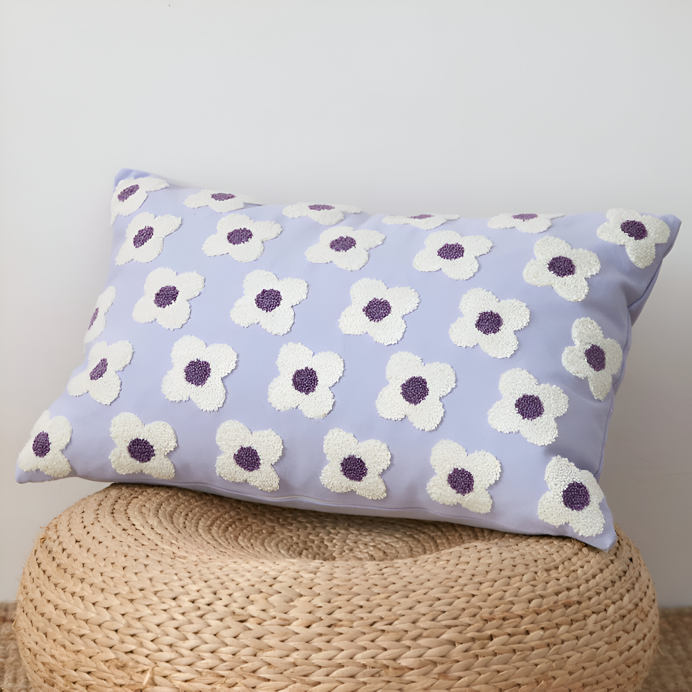 Frendorf | Blooma Sofakissen - Bestickte Quadratische & Rechteckige Blumenkissenhüllen