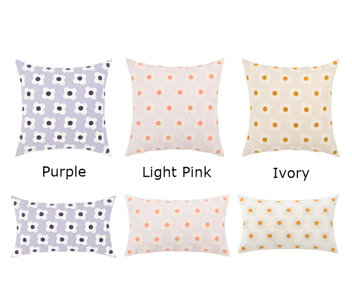 Frendorf | Blooma Sofakissen - Bestickte Quadratische & Rechteckige Blumenkissenhüllen