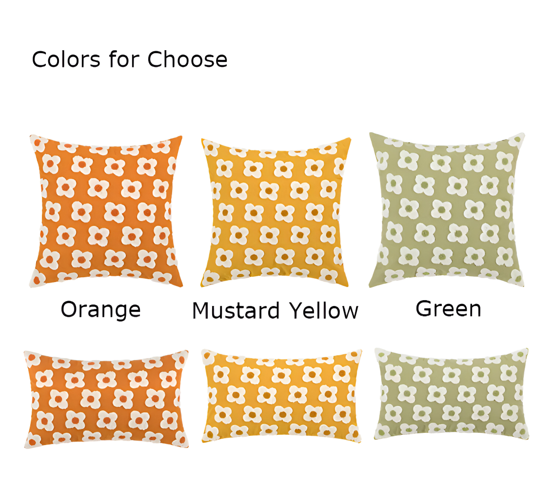 Frendorf | Blooma Sofakissen - Bestickte Quadratische & Rechteckige Blumenkissenhüllen