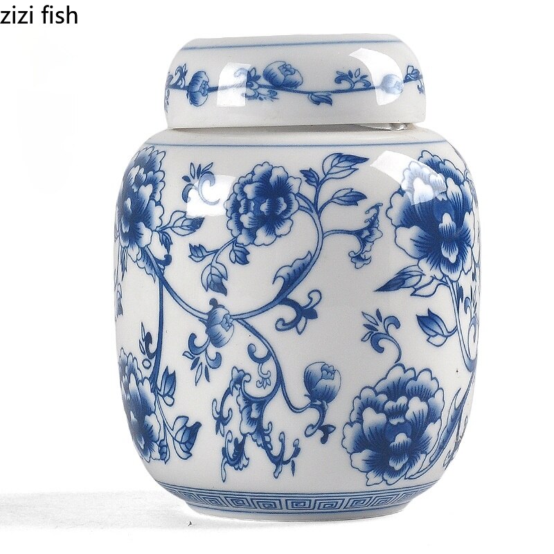 Blaue und weiße Porzellan Teedose Keramik versiegelte Dose Teebehälter Teebox Aufbewahrungstank Bonbon-Dosen Tee-Organizer Teedose