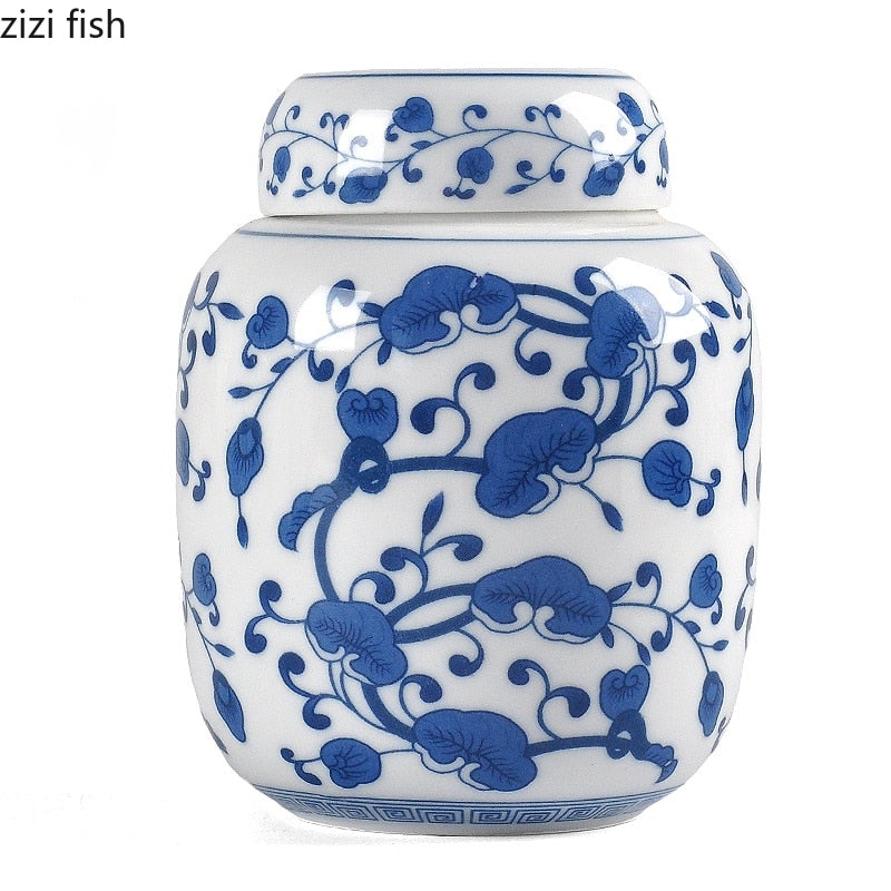 Blaue und weiße Porzellan Teedose Keramik versiegelte Dose Teebehälter Teebox Aufbewahrungstank Bonbon-Dosen Tee-Organizer Teedose