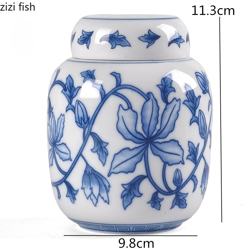 Blaue und weiße Porzellan Teedose Keramik versiegelte Dose Teebehälter Teebox Aufbewahrungstank Bonbon-Dosen Tee-Organizer Teedose