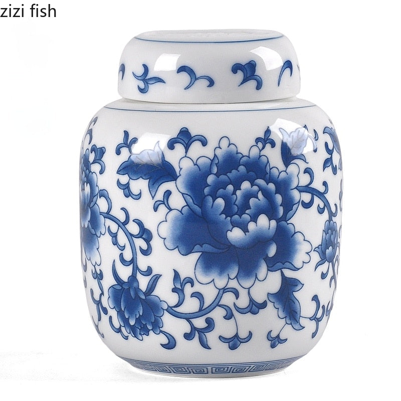 Blaue und weiße Porzellan Teedose Keramik versiegelte Dose Teebehälter Teebox Aufbewahrungstank Bonbon-Dosen Tee-Organizer Teedose