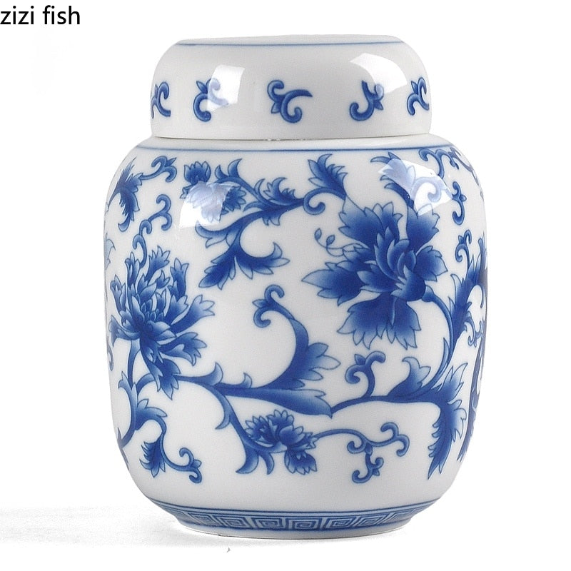 Blaue und weiße Porzellan Teedose Keramik versiegelte Dose Teebehälter Teebox Aufbewahrungstank Bonbon-Dosen Tee-Organizer Teedose