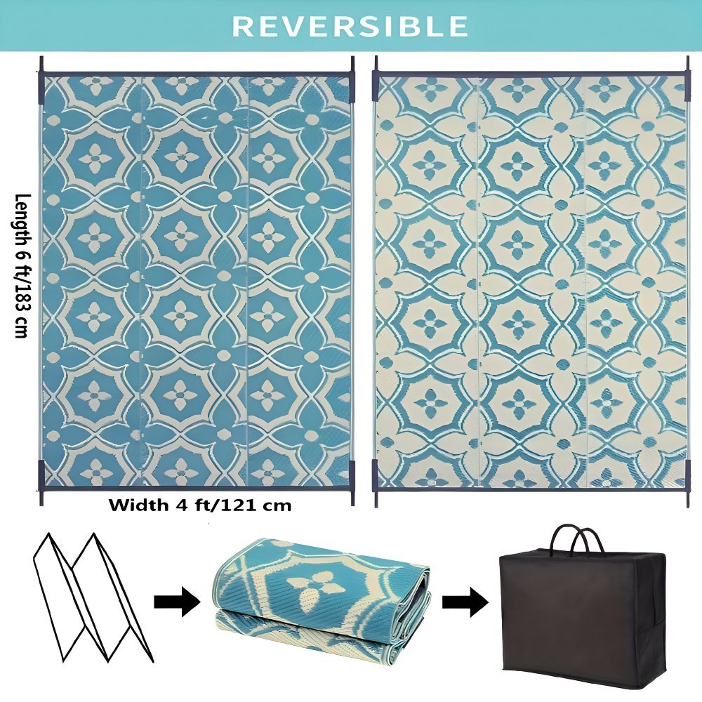 Frendorf | BlueBliss Outdoor-Teppich - Geometrischer Polypropylen-Teppich