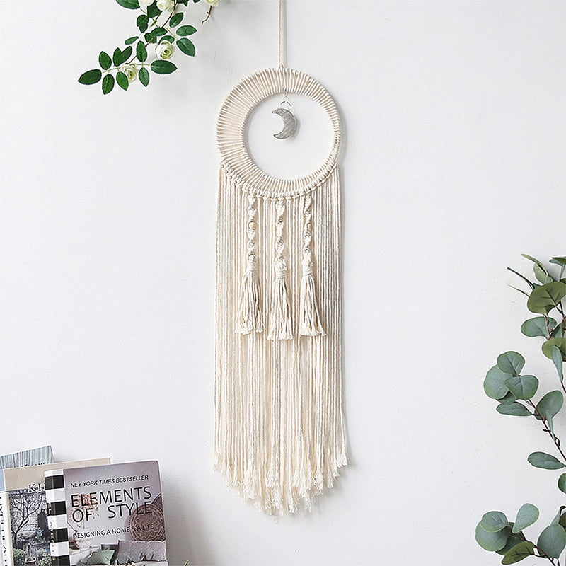 Bohemian Baumwollseil Gewebte Spitzenmuster Traumfänger Wohnungsornament Hochzeitsdekoration Freundin Geschenk Windspiele Eule Traumfänger