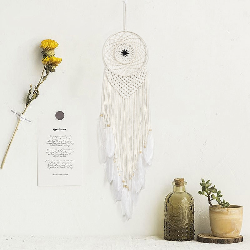 Bohemian Baumwollseil Gewebte Spitzenmuster Traumfänger Wohnungsornament Hochzeitsdekoration Freundin Geschenk Windspiele Eule Traumfänger