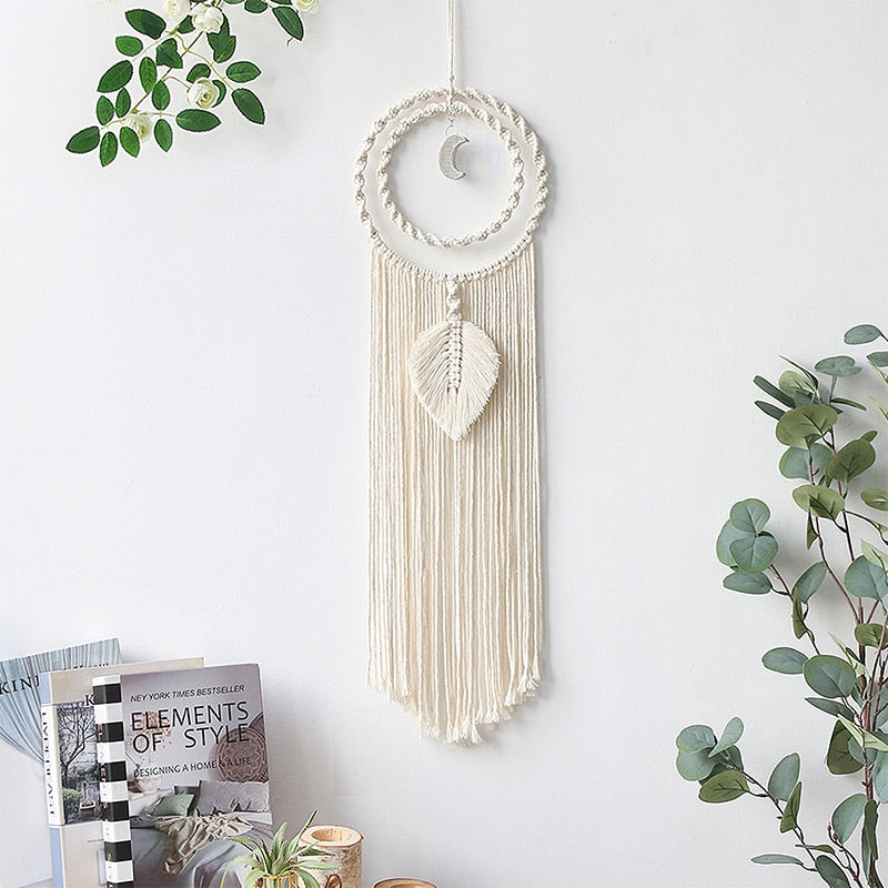 Bohemian Baumwollseil Gewebte Spitzenmuster Traumfänger Wohnungsornament Hochzeitsdekoration Freundin Geschenk Windspiele Eule Traumfänger