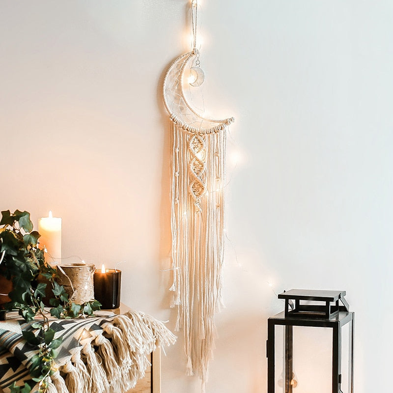 Bohemian Baumwollseil Gewebte Spitzenmuster Traumfänger Wohnungsornament Hochzeitsdekoration Freundin Geschenk Windspiele Eule Traumfänger