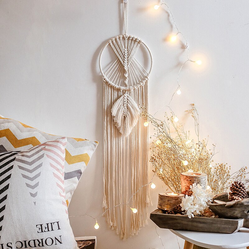 Bohemian Baumwollseil Gewebte Spitzenmuster Traumfänger Wohnungsornament Hochzeitsdekoration Freundin Geschenk Windspiele Eule Traumfänger