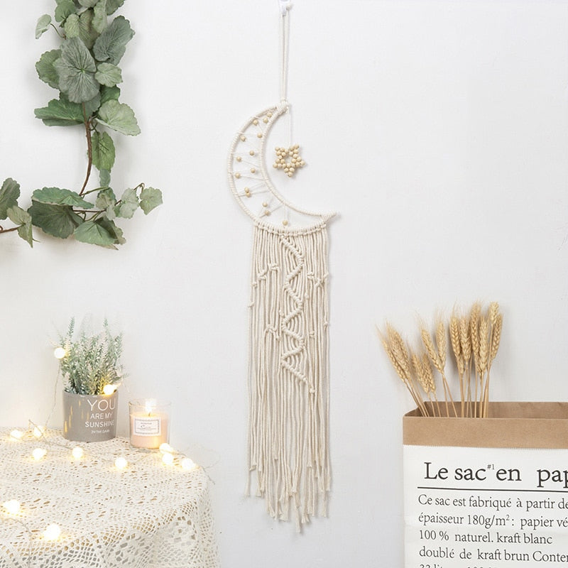 Bohemian Baumwollseil Gewebte Spitzenmuster Traumfänger Wohnungsornament Hochzeitsdekoration Freundin Geschenk Windspiele Eule Traumfänger