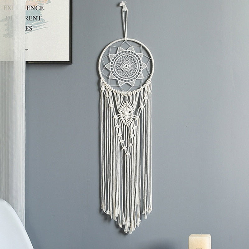 Bohemian Baumwollseil Gewebte Spitzenmuster Traumfänger Wohnungsornament Hochzeitsdekoration Freundin Geschenk Windspiele Eule Traumfänger