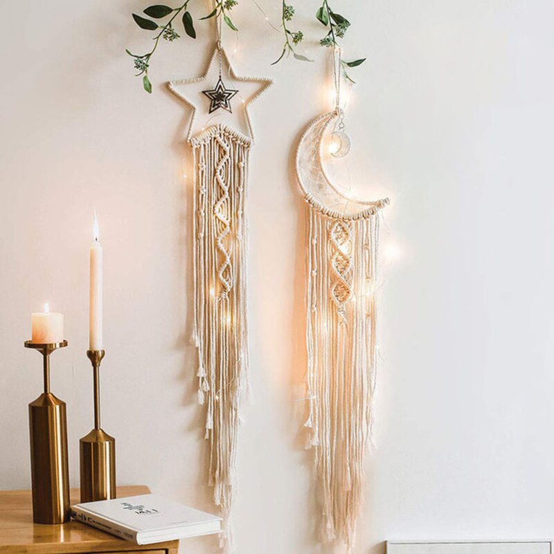 Bohemian Baumwollseil Gewebte Spitzenmuster Traumfänger Wohnungsornament Hochzeitsdekoration Freundin Geschenk Windspiele Eule Traumfänger