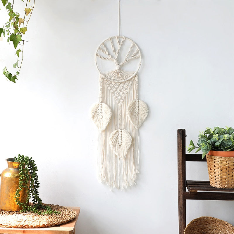 Bohemian Baumwollseil Gewebte Spitzenmuster Traumfänger Wohnungsornament Hochzeitsdekoration Freundin Geschenk Windspiele Eule Traumfänger