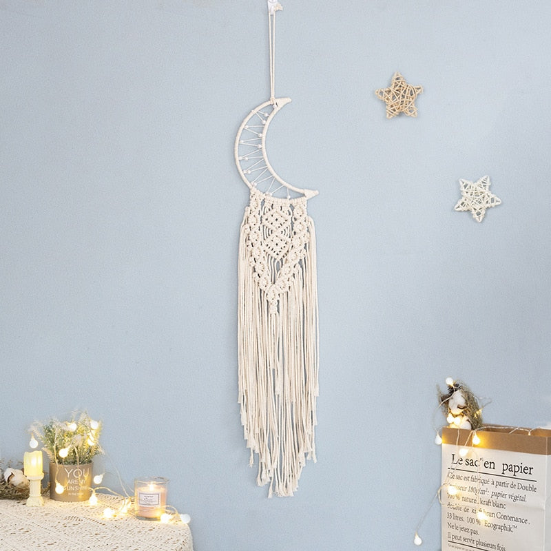 Bohemian Baumwollseil Gewebte Spitzenmuster Traumfänger Wohnungsornament Hochzeitsdekoration Freundin Geschenk Windspiele Eule Traumfänger