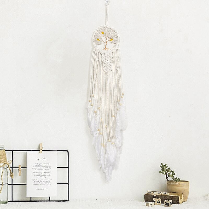 Bohemian Baumwollseil Gewebte Spitzenmuster Traumfänger Wohnungsornament Hochzeitsdekoration Freundin Geschenk Windspiele Eule Traumfänger
