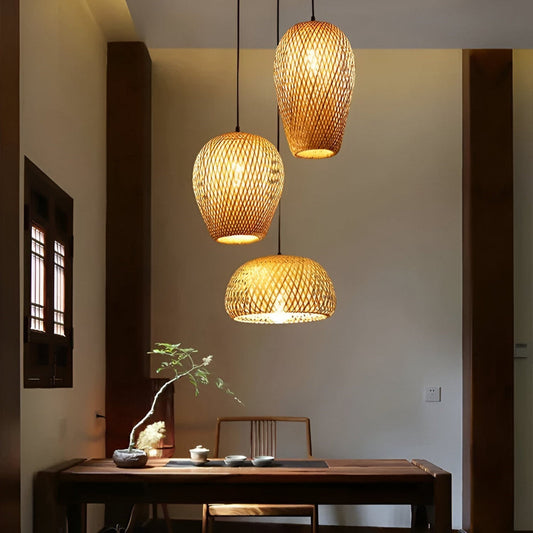 Frendorf | Bohemian Rattan Hängelampe - Stilvolle und Umweltfreundliche Pendelleuchte für die Wohnkultur