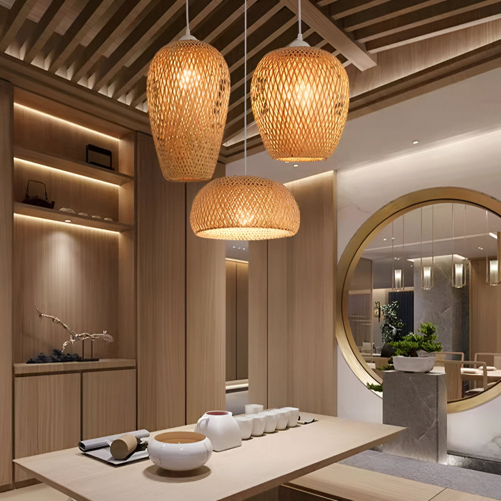 Frendorf | Bohemian Rattan Hängelampe - Stilvolle und Umweltfreundliche Pendelleuchte für die Wohnkultur