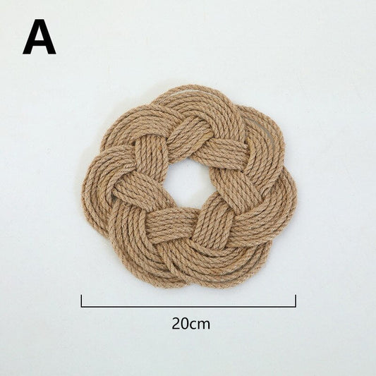 Boho Handgefertigter Geflochtener Stroh Wanddekoration Marokkanisches Hängende Ornament Runde Nordische Tischunterlage Wohnraum Hintergrunddekoration