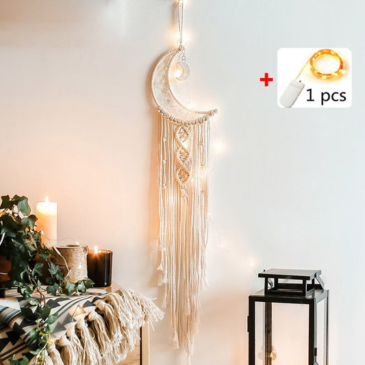 Boho Mond Stern Traumfänger Weiß Große Traumfänger Für Hochzeitsdekoration Wohnkultur Mädchen Kinder Kinderzimmerdekoration Geschenk