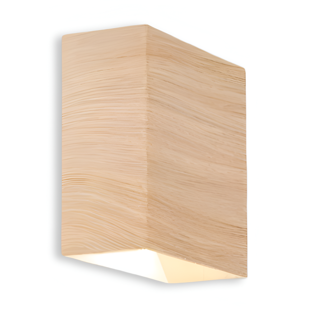 Frendorf | Boxy Wandleuchte - Rechteckige Up & Down Beleuchtung Wandleuchte aus Holz - Wandleuchte LED für Schlafzimmer
