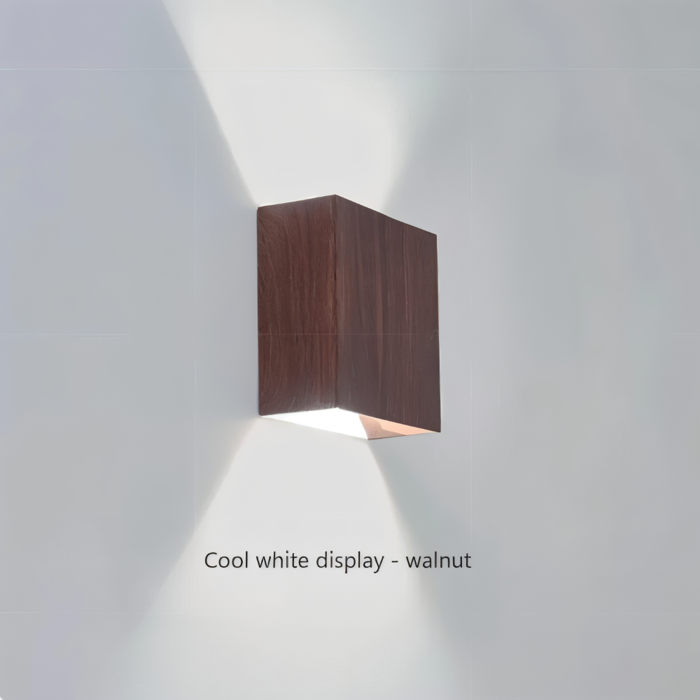 Frendorf | Boxy Wandleuchte - Rechteckige Up & Down Beleuchtung Wandleuchte aus Holz - Wandleuchte LED für Schlafzimmer