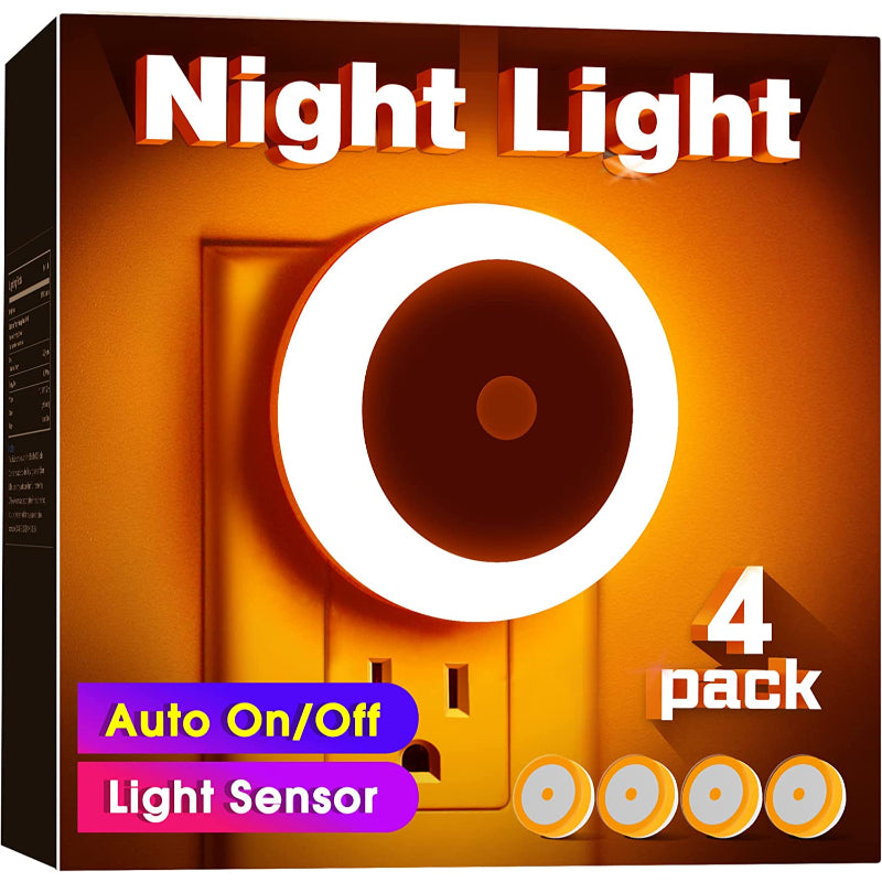 Nachtlichter Stecker in die Wand [4Pack], Nachtlicht mit Lichtsensoren, LED Nachtlicht für das Kinderzimmer, Baby Nachtlicht, Badezimmer Nachtlicht, Treppenlichter, Flurlicht