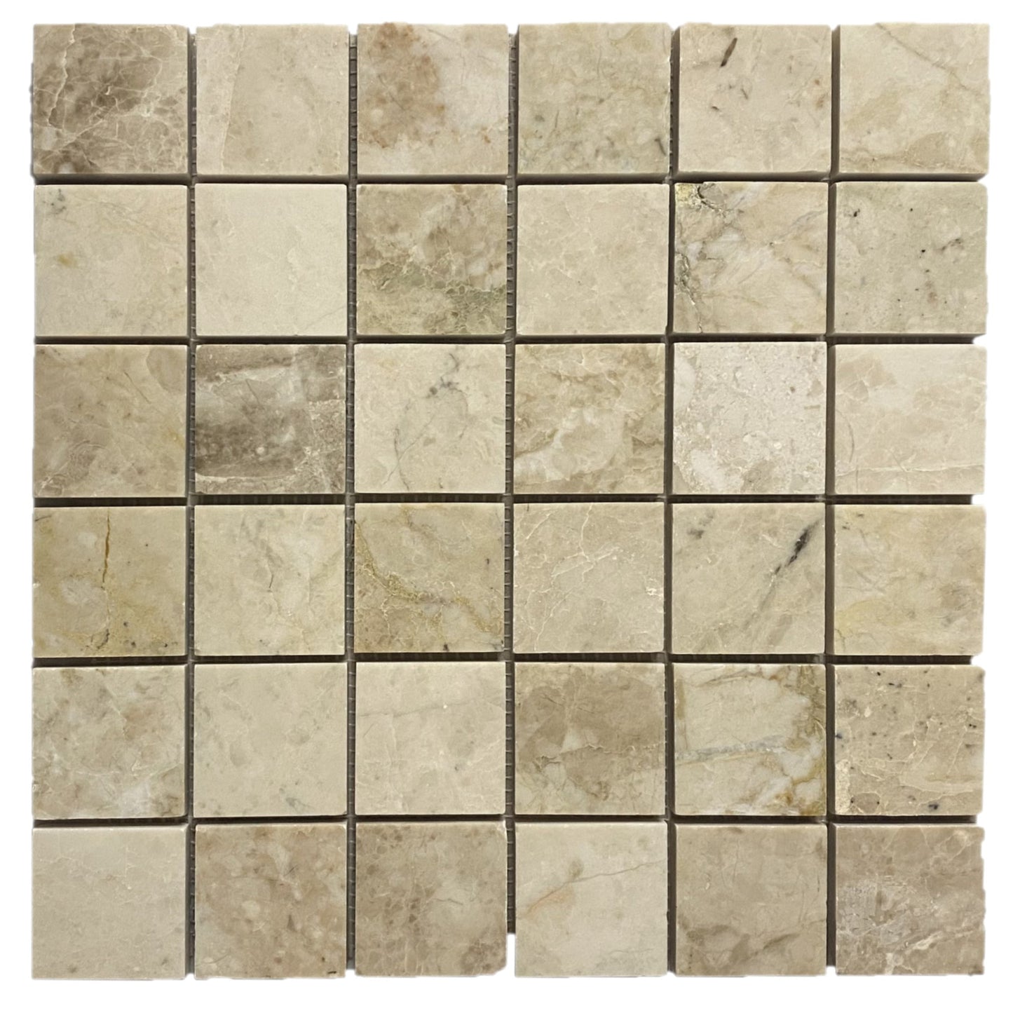 Bristol Cappuccino 2"x2" auf 12" x 12" Mesh Poliert Marmor Mosaikfliese - Belair Kollektion